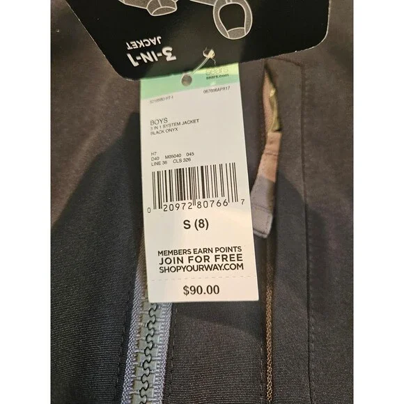 3 in 1 Jacket Winter Coat Size 8 Warm & Soft Inner Shell Removable New w/ Tags - Picture 4 of 6